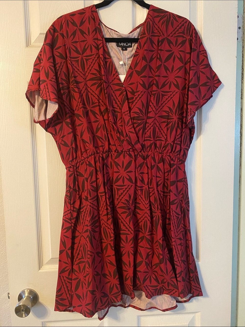 TANOA RedTribal-Print V-Neck Dress